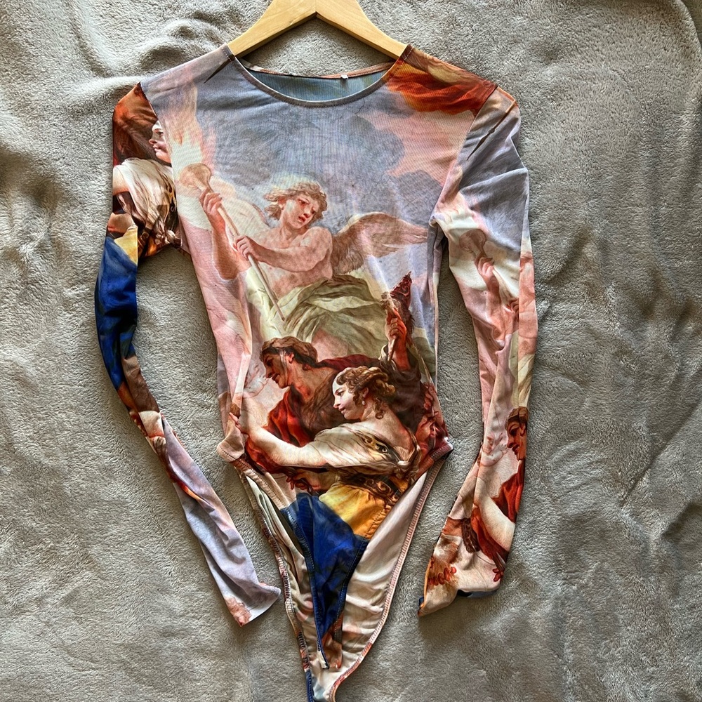 Zara mesh renaissance inspired bodysuit